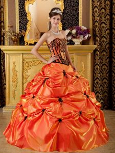 Appliqued Orange Red Quinceanera Dresses in Studio City CA USA
