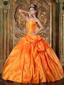 Sherman Oaks CA Orange Quinceanera Dresses with Ruches and Pick ups