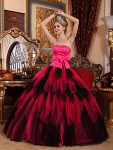 Multi-tiered Strapless Beaded Quinceanera Gowns with Bow in Vogue