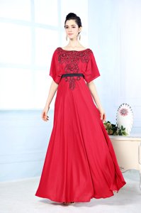 Luxury Column/Sheath Evening Dress Red Bateau Satin Sleeveless Floor Length Zipper