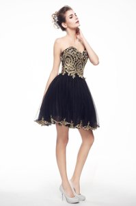 Black Sleeveless Beading and Lace Knee Length Prom Gown
