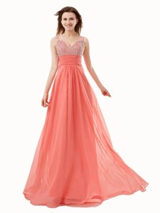 Stylish Sleeveless Beading Side Zipper Prom Dress