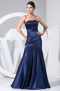 Strapless Prom Celebrity Dresses Appliques Floor-length with Zipper Back