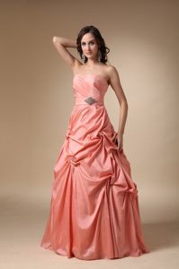 Noble Taffeta Floor-length Prom Cocktail Dresses Strapless with Pick-ups