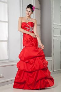 Beading Ruches Red Prom Homecoming Dress with Pick ups for Cheap