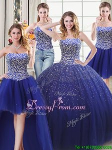 Sophisticated Sweetheart Sleeveless Tulle Sweet 16 Quinceanera Dress Beading Lace Up