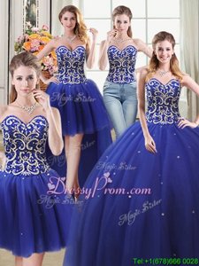 Comfortable Floor Length Royal Blue Sweet 16 Dresses Sweetheart Sleeveless Lace Up