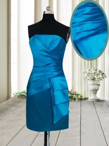 Admirable Teal Sleeveless Ruching Mini Length Prom Party Dress