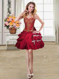 Popular Pick Ups Mini Length Ball Gowns Sleeveless Wine Red Dress for Prom Lace Up