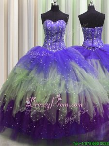 Fantastic Floor Length Multi-color Quinceanera Gown Sweetheart Sleeveless Lace Up