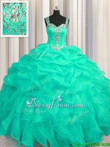 High Quality Floor Length Ball Gowns Sleeveless Turquoise Sweet 16 Quinceanera Dress Zipper