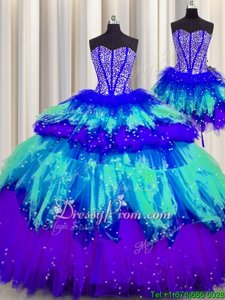 Custom Design Floor Length Ball Gowns Sleeveless Multi-color 15 Quinceanera Dress Lace Up