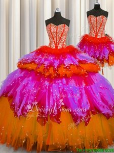 Shining Floor Length Lace Up Quinceanera Dresses Multi-color and In forMilitary Ball and Sweet 16 and Quinceanera withBeading
