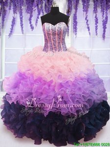 Delicate Ball Gowns Quinceanera Dress Multi-color Sweetheart Organza Sleeveless Floor Length Lace Up