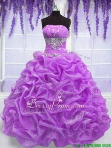 Fashionable Beading 15th Birthday Dress Fuchsia Lace Up Sleeveless Floor Length