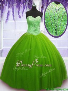 Graceful Sleeveless Lace Up Floor Length Beading 15th Birthday Dress