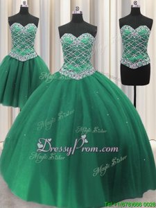 Low Price Floor Length Lace Up Quince Ball Gowns Green and In forMilitary Ball and Sweet 16 and Quinceanera withBeading and Ruffles