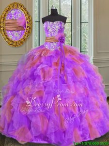 Charming Sweetheart Sleeveless Lace Up Sweet 16 Quinceanera Dress Multi-color Organza