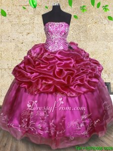 Latest Floor Length Ball Gowns Sleeveless Fuchsia Sweet 16 Quinceanera Dress Lace Up