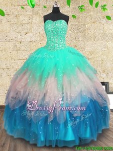 Free and Easy Multi-color Sleeveless Beading and Sequins Floor Length 15th Birthday Dress