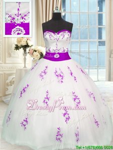 Latest Spring and Summer and Fall and Winter Organza Sleeveless Floor Length Quince Ball Gowns andAppliques and Belt