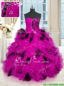 Flirting Multi-color Sleeveless Tulle Lace Up Ball Gown Prom Dress forMilitary Ball and Sweet 16 and Quinceanera