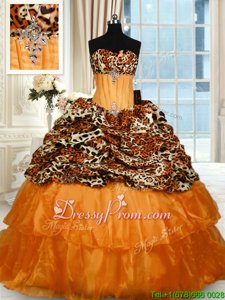 Adorable Sleeveless Sweep Train Lace Up Beading and Ruffled Layers Sweet 16 Dresses