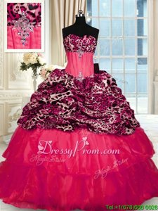 Dynamic Lace Up Quinceanera Dress Red and In forMilitary Ball and Sweet 16 and Quinceanera withBeading and Ruffled Layers Sweep Train