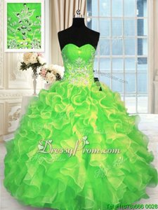 New Arrival Spring and Summer and Fall and Winter Organza Sleeveless Floor Length Quinceanera Dress andBeading