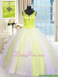 Free and Easy Multi-color Sleeveless Beading and Sequins Floor Length 15th Birthday Dress