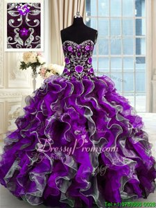Luxurious Multi-color Sweet 16 Dresses Military Ball and Sweet 16 and Quinceanera and For withBeading and Appliques Sweetheart Sleeveless Lace Up