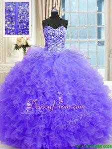 Beautiful Floor Length Ball Gowns Sleeveless Lavender Sweet 16 Dresses Lace Up