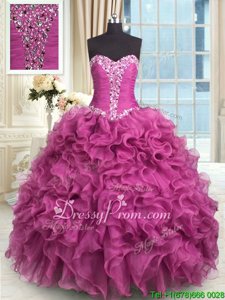 Perfect Floor Length Rose Pink 15 Quinceanera Dress Sweetheart Sleeveless Lace Up