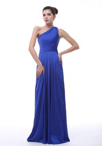 Royal Blue One Shoulder Floor Length Quinceanera Dama Dresses