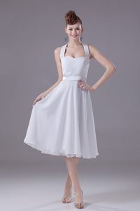 Santa Fe Springs CA White Halter Chiffon Quinceanera Dama Dress