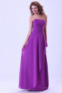Purple Column Chiffon Floor Length Quinceanera Dama Dresses 2014
