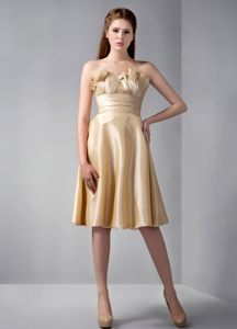 Gold 15 Dresses for Damas with Empire Hemline by Elastic Woven Satin