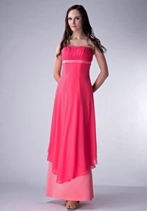Popular Ankle-length Column Chiffon Quinceanera Gowns Strapless