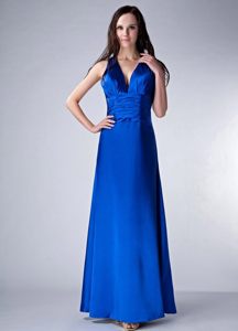 V-neck Royal Blue Sweet 15 Dresses Peekaboo Keyhole Ankle-length