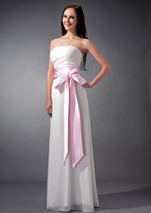Floor-length White Dress For Quinceanera Strapless with Bowknot