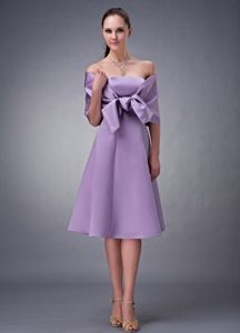 Fashionable Strapless Tea-length Quinceanera Gown Lavender A-line
