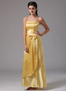 Special Spaghetti Straps Long Quinceanera Gown Zipper up in Yellow