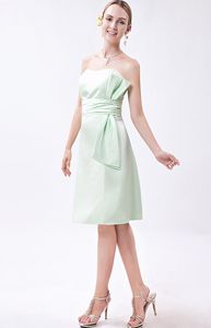 Strapless Taffeta Apple Green Mini-length Column Dama Dress