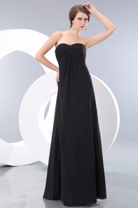 Chiffon Sweetheart Chic Black Ruched Dama Dress in Brest France