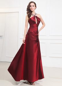 Beading and Ruches Accent Column Prom Dresses in Wine Red 2014