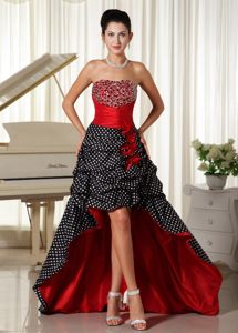 Special Colorful Polka Dot High-low Beaded Prom Party Dress