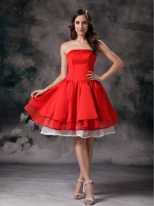 Strapless Red Short Senior Prom with Flounced Hem in Essex