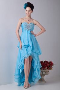 Chiffon Sweetheart Beading Layers High-low Prom Pageant Dress