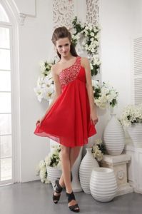Palm Desert CA Beaded One Shoulder Prom Evening Dresses in Red