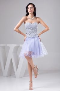 Full Beaded Bodice Lilac Organza Dresses for Prom Princess 2014